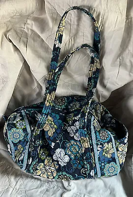 Vera Bradley Mod Floral Blue 2007 Retired Small Duffle Bag 15” W X 8.5” H X 8” D • $15.59