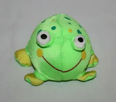 TINY 4  Moshi Plumpeez Frog Green Microbead Round Toy Plush Squishy Pillow Rare • $5.43