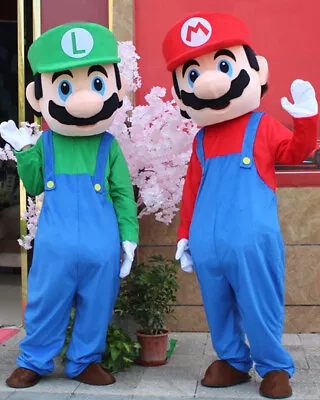 Super Mario Green Mascot Costume Cosplay Party Fancy Dress Brothers Suits Adult • $152.10