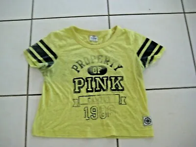 Victoria Secret  Pink  Yellow Short T-shirt  Size Small • $0.99