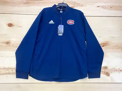 Montreal Canadiens Shirt Mens Medium Blue NHL Hockey Performance Pullover Adidas • $28.99