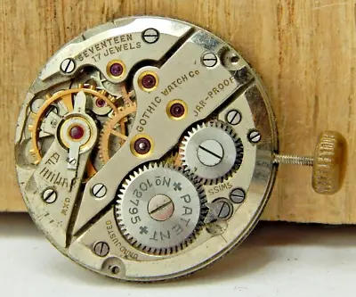 Vintage Gothic 17 Jewel Felca 335 Jar-Proof Men's Wrist Watch Movement W/ Crown • $39