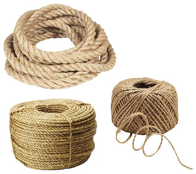 £1.60 • Buy Natural Jute Rope Strong Twisted Braided Decking Garden Boating Cord Sailing 