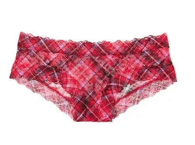 Victoria's Secret Cheeky Panty Lace Up Plaid Stretch Redblack Sz M • £13.02