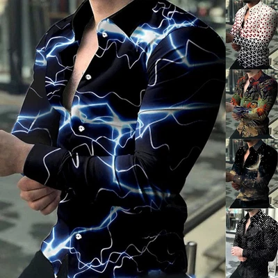£20.21 • Buy High Quality Men Shirt Shirts Fashion Floral Printed Long Sleeve Mens Muscle
