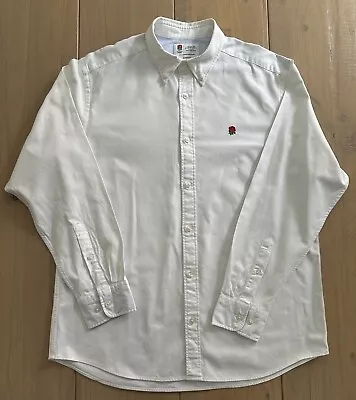 Charles Tyrwhitt White Cotton Oxford England Rugby Shirt Size Large • £18.50