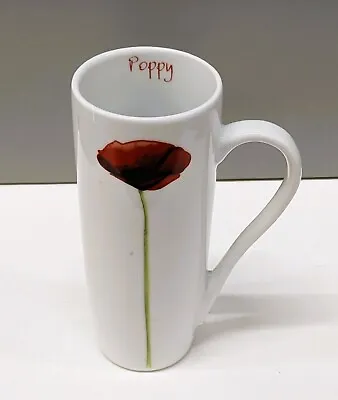 Tall Poppy Mug Latte Coffee Cup By Dunelm - Poppies Red White Ceramic VGC • £11.95