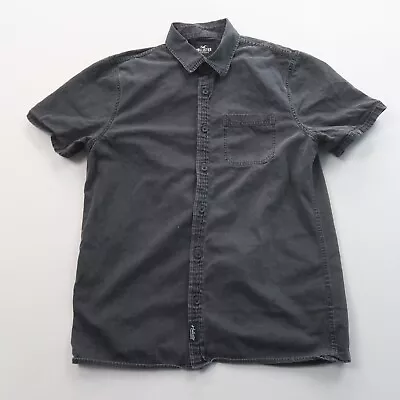 Hollister Mens Button Up Shirt Size Medium Short Sleeve Grey Denim Casual • $14.99