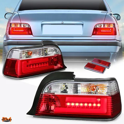 For 92-99 BMW E36 3-Series 2-Dr 3D LED Bar Tail Light Rear Brake Lamp Clear/Red • $158.89
