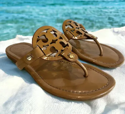 Tory Burch Miller Vintage Vachetta Thong Sandals Size 7.5 • $83.69