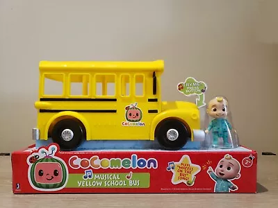 COCOMELON Official Musical Yellow School Bus W/ JJ Figurine - Plays Clips - NEW • $18