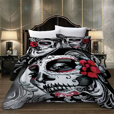 £19.99 • Buy 3D Gothic Skull Duvet Cover With Pillowcases Bedding Set Single Double King Size