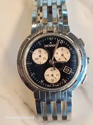 Rare Men's Silver Movado Esperanza Chronograph Watch 0605823 (read Description). • $450