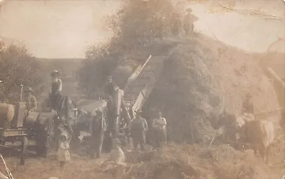 RPPC Steam Tractor Threshing Machine Combine Engine Farm Photo Vtg Postcard V9 • $84