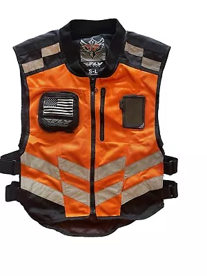 Fly Racing Vest Full Zip Mens S-Large Orange Adjustable Safety Reflection • $25