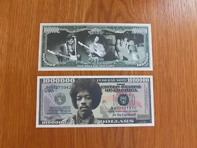 Jimi Hendrix $1 Million Dollar Bill Play Money Not Real Fun Novelity Item New. • $0.99