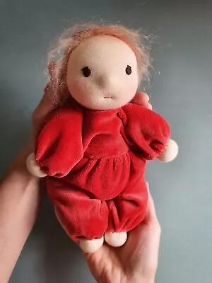 Waldorf Cuddle Velvet Baby Doll Red All Natural Materials Handmade  • £85