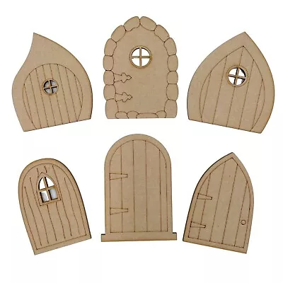 Wooden MDF FAIRY DOOR KIT Decorate Your Own Pixie Hobbit 6 Pack Assorted MDF V1 • £5.95