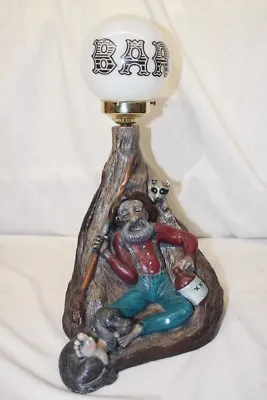 1970's Ceramic Hunter W/Dog & Racoon Bar Lamp Movie Prop Bar Light Man Cave • $125