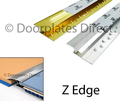 £4.99 • Buy Carpet To Wood / Laminate - Z Edge Trim Bar - Silver Or Brass - Threshold Metal