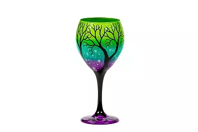 ORIGINAL Rebecca Suriano Artisan Handcrafted Hand Painted Wine Glasses Trees • £33.73
