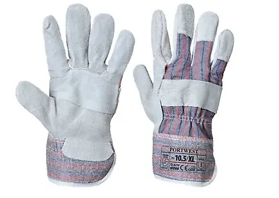 Set Of 4 : A210 Portwest Extra Large XL 10.5 Grey Canadian Rigger Work Gloves • £4.99