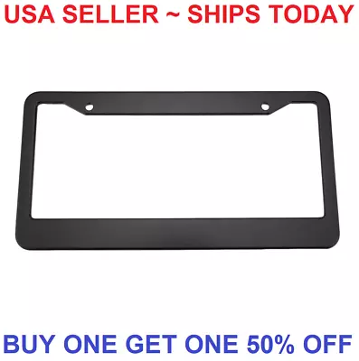 Black License Plate Frame Tag Cover Metal Stainless Front Back Universal Car • $7.48