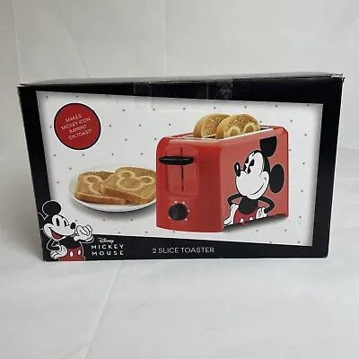 Disney Mickey Mouse 2 Slice Toaster Red Imprints Mickey Head • $16.96