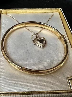 Gold Filled Heart Locket Necklace And Bracelet Set Signed PA & LS Peterson NOS • $49.95