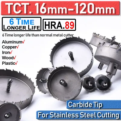 £5.75 • Buy 16-120mm TCT Carbide Hole Saw Metal Cutter For Stainless Steel HSS Wood Alloy Vc