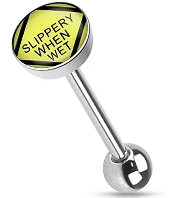 SLIPPERY WHEN WET - Quality Adult Rude Sexy Funny Tongue Bar Barbell • £4.99