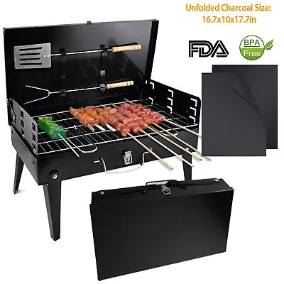$6.30 • Buy Folding BBQ Barbecue Grill Charcoal Stove Cooker Camping Garden Outdoor Portable