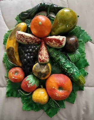 Rare Signed Vintage Majolica Art Pottery Fruit Centerpiece Platter Portugal • $125