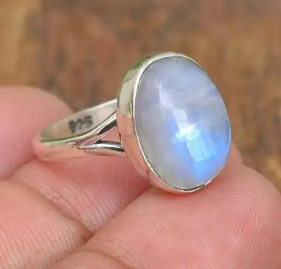 Moonstone 925 Sterling Silver Band& Statement Ring Handmade Ring All Size-q-02 • £10.64