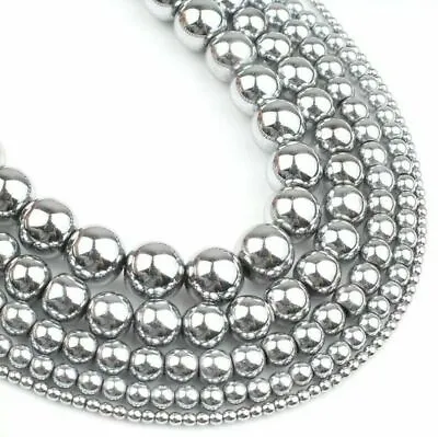 Hematite Stone Silver Beads For Jewellery Making 6mm 4mm 3mm Spacer • £3.17