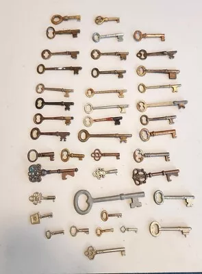 Vintage Lot Of 40 Skeleton Keys Some Are Rusty Some Large Some Small Hotel Locks • $9.95