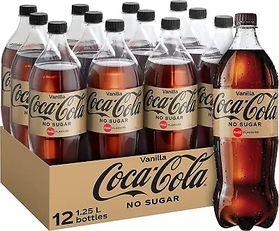 12x Coca-Cola No Sugar Vanilla Soft Drink Multipack Bottles 1.25L • $65