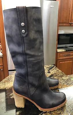 UGG Women's High Heel Leather Boots Size 8 New Condition Dark Gray • $80