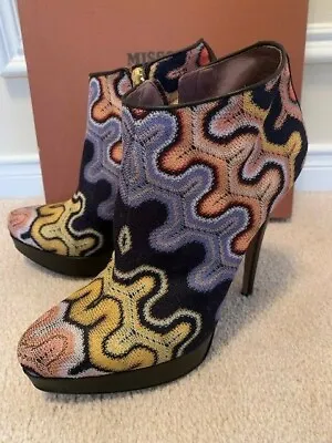Nib - Missoni Textile Ankle Boots - High Heel With Platform - Size 40 • $169.99