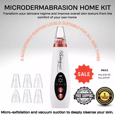 Microdermabrasion Home Kit Micro-exfoliation And Vacuum Suction To Deeply Cleans • £14.99