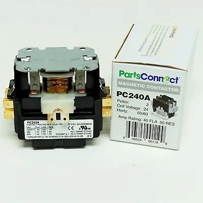 Contactor Double Two Pole 40 Amp 24 Volts Air Conditioning PC240A • $12.24