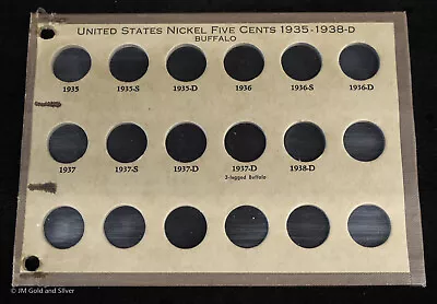 Meghrig Coin Album Page For Buffalo Nickels 1935-1938 • $14.95