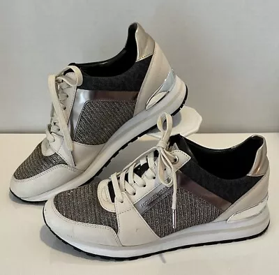 Michael Kors MK Women's Billie Trainer Chain Mesh Sneakers Tan / Gold Size 8.5 • $31.99