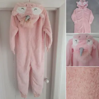 Next Pink Glitter Fleece Unicorn Onepiece Sleepsuit Pjs Pjamas All In One Age 9 • £19.99