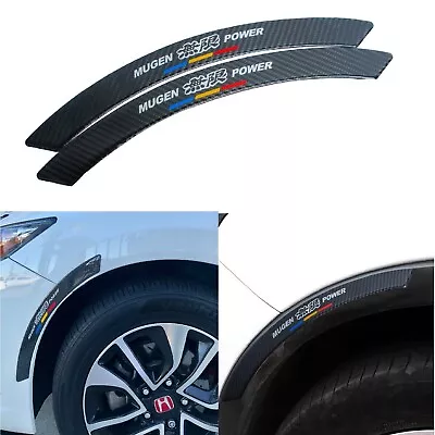 2x Mugen Carbon Fiber Car Wheel Eyebrow Strip Fender Arch Trim Protector Sticker • $17.88