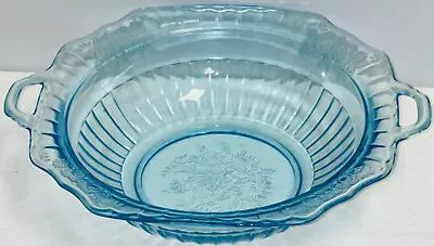 Anchor Hocking MAYFAIR/ OPEN ROSE BLUE 10  VEGETABLE BOWL • $44