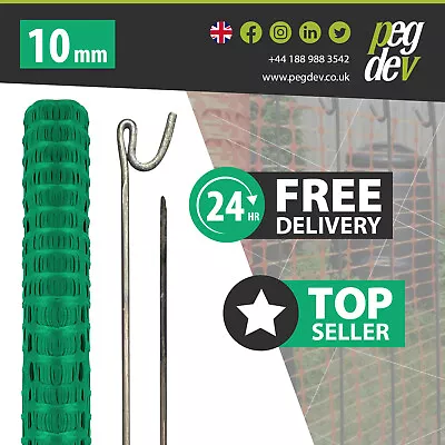 50M GREEN PLASTIC BARRIER FENCE & 10 METAL FENCING PINS - Temporary Stake Event • £71.40