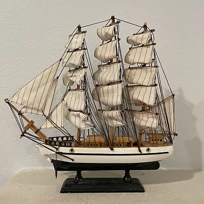 Vintage Ship Decor Wooden Handmade Model For Home Office Display Pirates Sail • $40