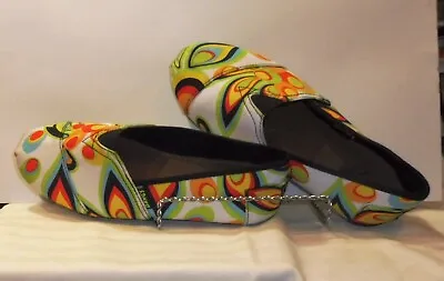 $9.49 • Buy Dawgs Slides  Size 7 Bright Geometric Design Slip On Loafer Casual Comfy