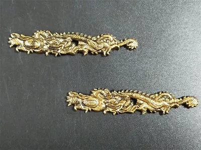 Japanese Sword Fittings Menuki Dragon Drawing Copper Gold Work Weapons • $47.93